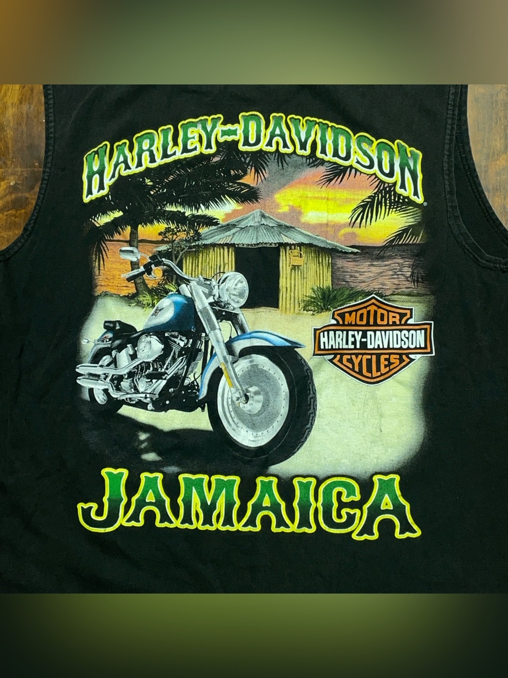 Vintage Harley Davidson Tank Top Sleeveless Graphic Tee Size M Jamaica Biker